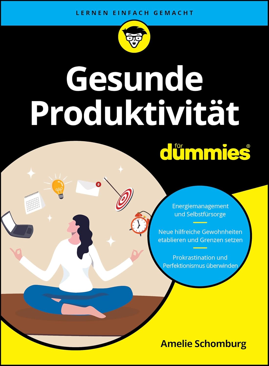 Buchcover „Gesunde Produktivität für Dummies“ von Amelie Schomburg-Bohl, erschienen 2025 bei Wiley